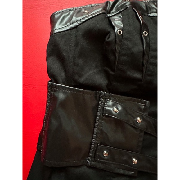 Vintage Y2k Tripp NYC Black Faux Leather Buckles Stud Stretch Cotton Corset Sz 0 - Picture 6 of 16